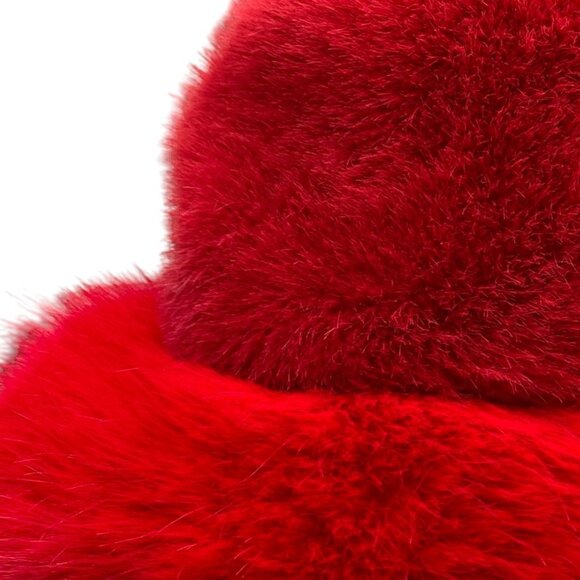 Y2K Faux Fur Two-Tone Funk Hat Red Fuzzy Holiday main image 6